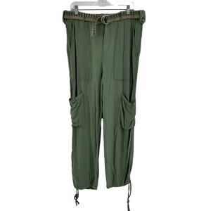 Allen Schwartz Army Green Cargo Cropped Womens Pants L New With Tags Rayon